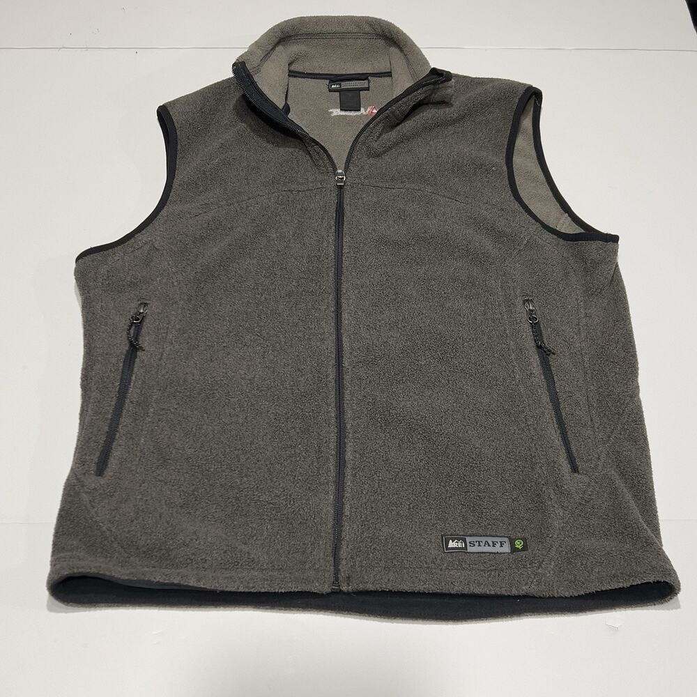 REI Co-op Staff Vest Mens Medium Gray Fleece Polartec Wind Pro Outdoor Hiking